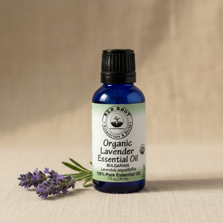 Organic Lavender Essential Oil - Linen Background