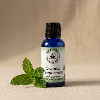 Peppermint Essential Oil - Linen Background